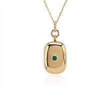 Monica Rich Kosann Rectangular Locket With Round Emerald In 18k Yellow Gold | Blue Nile