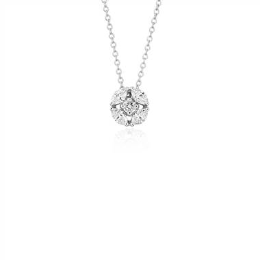"Monique Lhuillier Cherie Diamond Button Pendant in 18k White Gold (1/2 ct. tw.)"