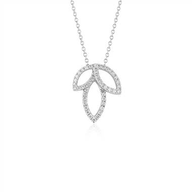 "Monique Lhuillier Diamond Leaf Necklace in 18k White Gold (1/4 ct. tw.)"