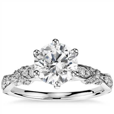 Monique Lhuillier Embellished Six-Prong Diamond Engagement Ring in Platinum (1/3 ct. tw.)