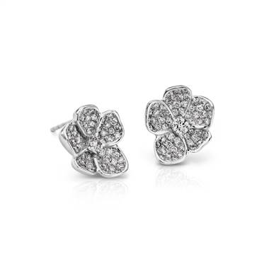 "Monique Lhuillier Floral Diamond Stud Earrings in 18k White Gold (7/8 ct. tw.)"