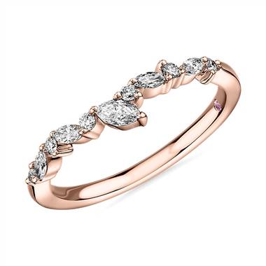 "Monique Lhuillier Marquise Diamond Leaf Curved Band in 18k Rose Gold (1/4 ct. tw)"
