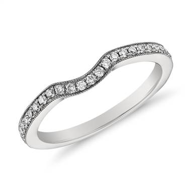 "Monique Lhuillier Milgrain Diamond Ring in Platinum (1/6 ct. tw.) "