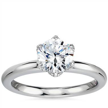 Monique Lhuillier Petal Solitaire Engagement Ring with Diamond Accents in Platinum