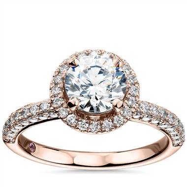Monique Lhuillier Timeless Rollover Halo Diamond Engagement Ring in 18k Rose Gold (3/4 ct. tw.)
