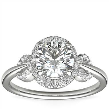 Monique Lhuillier Timeless Twist Diamond Halo Engagement Ring in Platinum (1/3 ct. tw.)