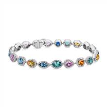 Multi-Color Gemstone and Diamond Bracelet in 18k White Gold | Blue Nile