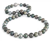 Multi-Color Tahitian Cultured Pearl Necklace In 18k White Gold (8.0-10.5mm) | Blue Nile
