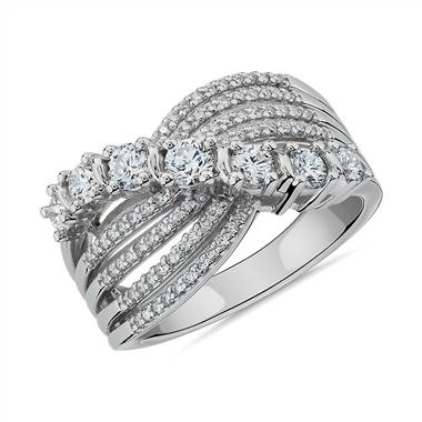 "Multi-Row Graduated Diamond Ring in 14k White Gold (1 ct. tw.)"