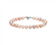 Multicolored Freshwater Cultured Pearl Bracelet With Sterling Silver Heart Clasp (6-7mm) | Blue Nile