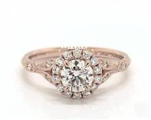 Nature Inspired Halo & Milgrain Engagement Ring in 14K Rose Gold 4mm Width Band (Setting Price) | James Allen