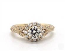 Nature Inspired Halo & Milgrain Engagement Ring in 18K Yellow Gold 4mm Width Band (Setting Price) | James Allen