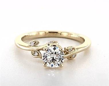 Nature Inspired Vintage Engagement Ring in 14K Yellow Gold 1.80mm Width Band (Setting Price)
