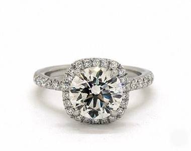 Nostalgic Halo & Pave Undergallery .35ctw Engagement Ring in 14K White Gold 1.90mm Width Band (Setting Price)