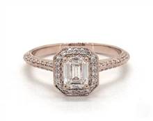 Octagonal-Halo Knife-Edge Pave Engagement Ring in 14K Rose Gold 2.00mm Width Band (Setting Price) | James Allen