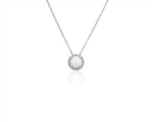 Opal and Diamond Halo Pendant In 14k White Gold (7mm) | Blue Nile