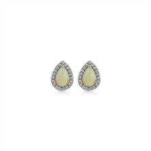 Opal and Diamond Halo Stud Earrings in 14k Yellow Gold 6x4mm | Blue Nile