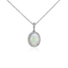 Opal and Diamond Pendant in 14k White Gold (10x8mm) | Blue Nile
