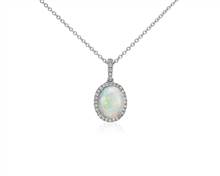 Opal and Diamond Pendant In 14k White Gold (10X8mm) | Blue Nile