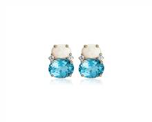 Opal and Swiss Blue Topaz Stud Earrings In 14k Yellow Gold | Blue Nile
