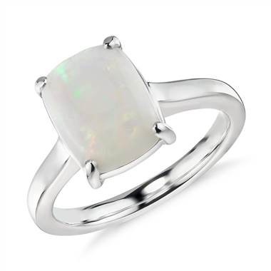 "Opal Cushion Cocktail Ring in 14k White Gold (10x8mm)"