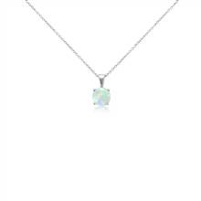 Opal Solitaire Pendant in 14k White Gold (7mm) | Blue Nile