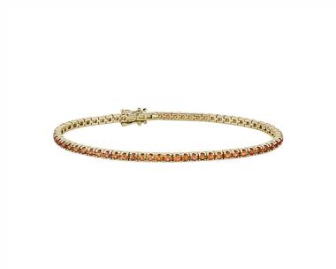Orange Sapphire Tennis Bracelet In 14k Yellow Gold (2mm)