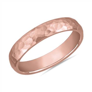 "Organic Hammered Wedding Ring in 14k Rose Gold (4mm)"