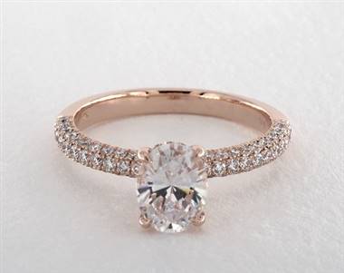 Oval Basket Pave .69ctw Engagement Ring in 14K Rose Gold 2.20mm Width Band (Setting Price)