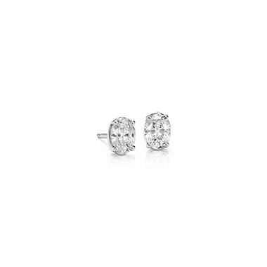 Oval Diamond Stud Earrings in 14k White Gold (1 ct. tw.)