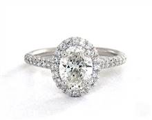 Oval-Halo Pave Engagement Ring in 14K White Gold 1.80mm Width Band (Setting Price) | James Allen