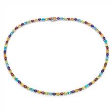 Oval Multicolor Gemstone Eternity Necklace in Sterling Silver (5x4mm) | Blue Nile