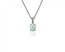Oval Opal and Diamond Pendant In 14k White Gold (8X6mm) | Blue Nile