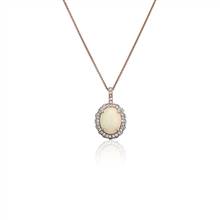 Oval Opal with Blue and White Topaz Halo Pendant in 14k Rose Gold | Blue Nile