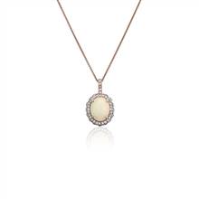 Oval Opal with Blue and White Topaz Halo Pendant in 14k Rose Gold | Blue Nile