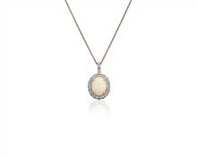 Oval Opal With Blue and White Topaz Halo Pendant In 14k Rose Gold | Blue Nile