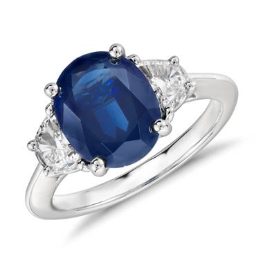 Oval Sapphire and Diamond Ring in Platinum (10x8mm)