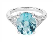 Oval Sky Blue Topaz Cocktail Ring In 14k White Gold | Blue Nile