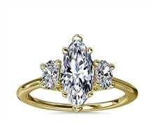 Oval Three-Stone Diamond Engagement Ring In 18k Yellow Gold (1/3 ct. tw.) | Blue Nile