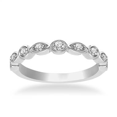 Pave And Bezel Set Diamond Band in 18K White Gold (1/4cttw.)