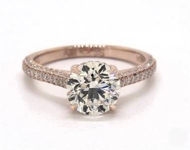 Pave Basket Classic .65ctw Engagement Ring in 14K Rose Gold 4mm Width Band (Setting Price)