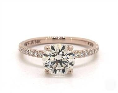 Pave Contour Four Prong Engagement Ring in 14K Rose Gold 1.75mm Width Band (Setting Price)