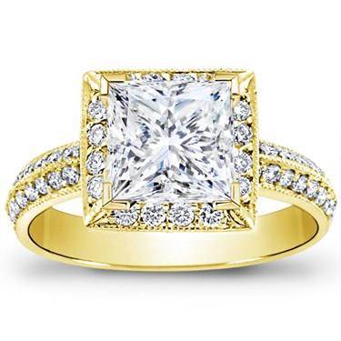 Pave Engagement Setting for Princess Cut Diamond