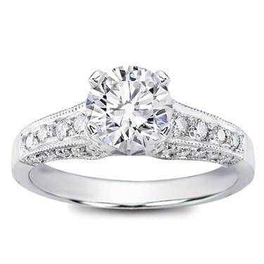 Pave Engagement Setting for Round Diamond (0.58 CTTW)