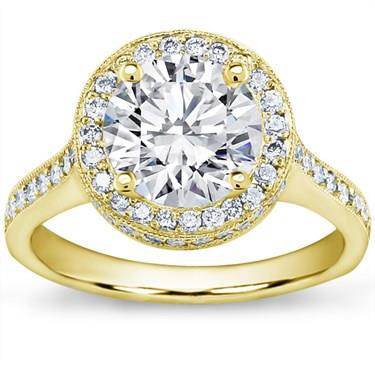 Pave Engagement Setting for Round Diamond (0.68 CTTW)