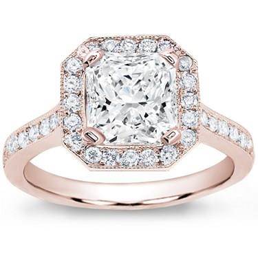 Pave Engagement Setting for Square Diamond (0.45 CTTW)