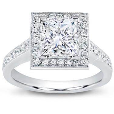 Pave Engagement Setting for Square Diamond (0.50 CTTW)