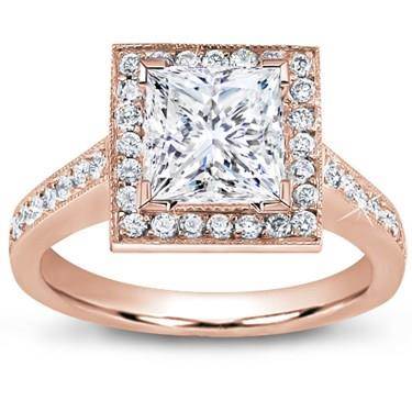 Pave Engagement Setting for Square Diamond (0.50 CTTW)