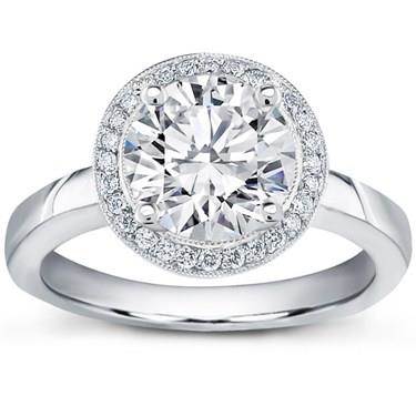 Pave Halo Engagement Setting for Round Diamond