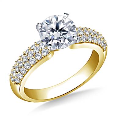 Pave Set Diamond Engagement Ring Crafted In 14K Yellow Gold (3/4 cttw)